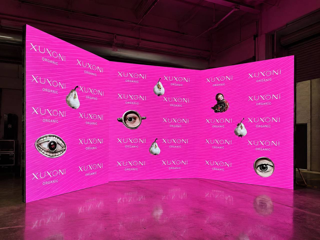 LED screen sponsor wall at the Miss Silicone USA event