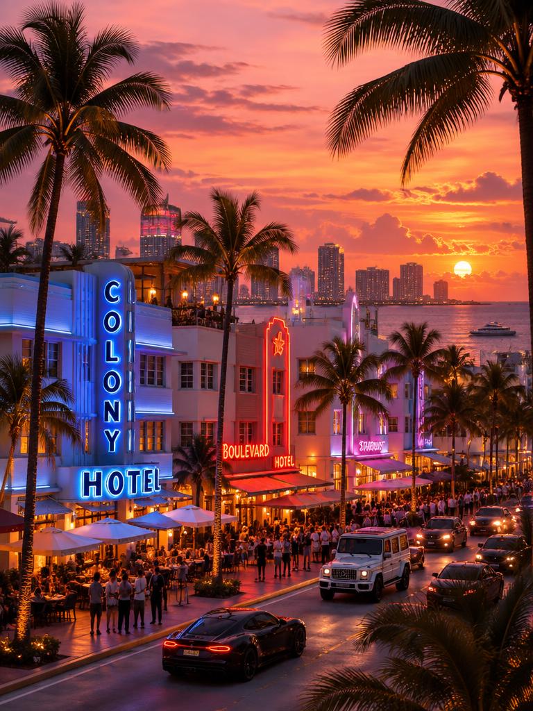 Miami South Beach at sunset