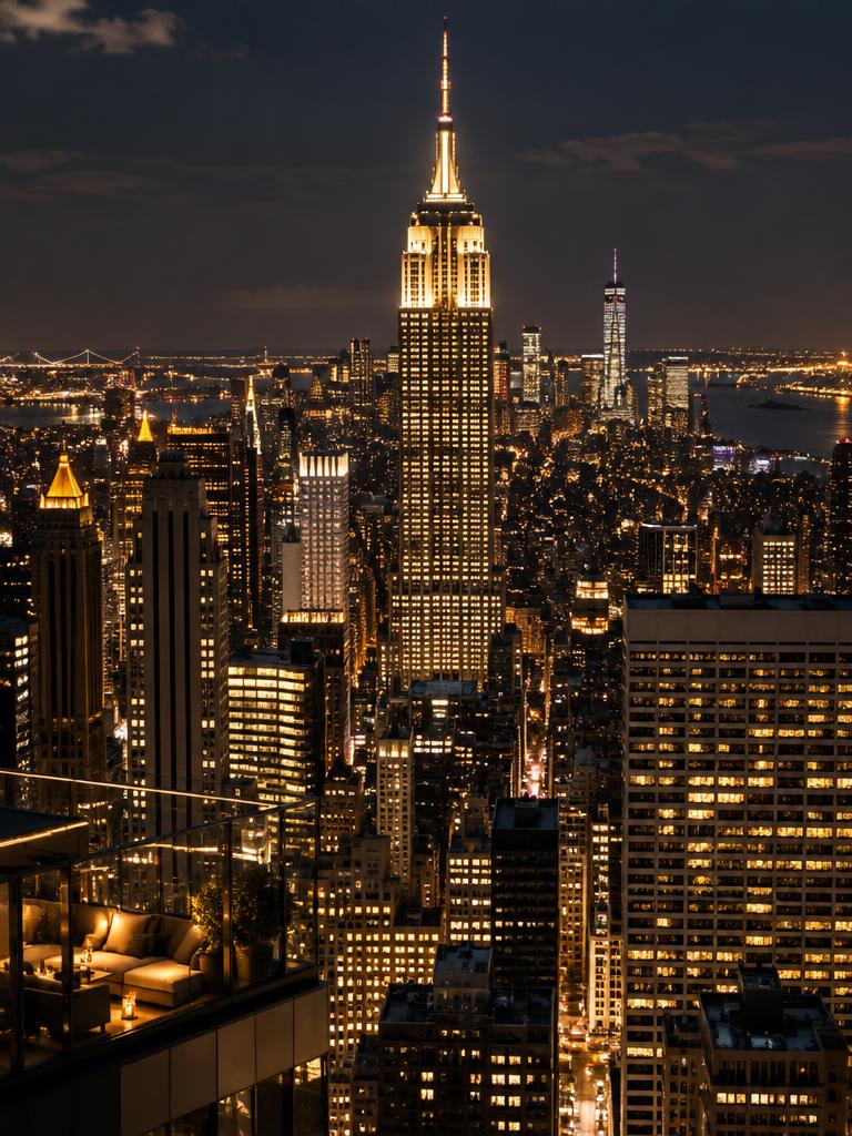 New York skyline at night